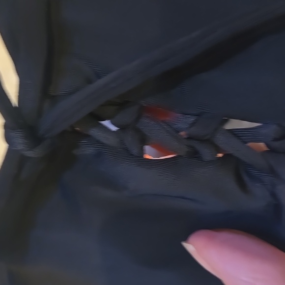 NWT PINK Victoria's Secret Black Tie Front Halter Bikini Top - Picture 2 of 10